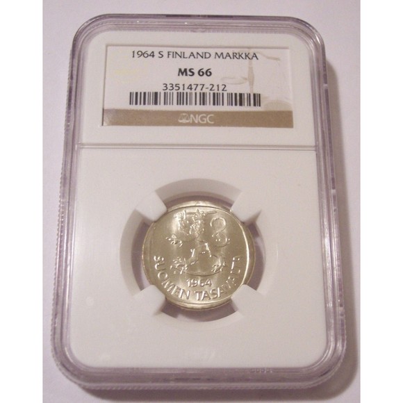 Finland 1964 S Silver Markka MS66 NGC - Picture 1 of 2